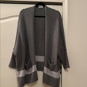 Gray and Light Gray Open Front cardigan